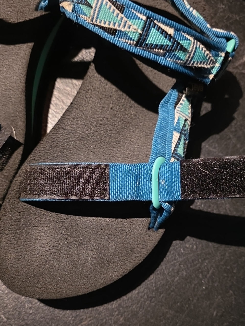 Blue Patterned Adjustable Strap Sandals - Picture 6 of 8